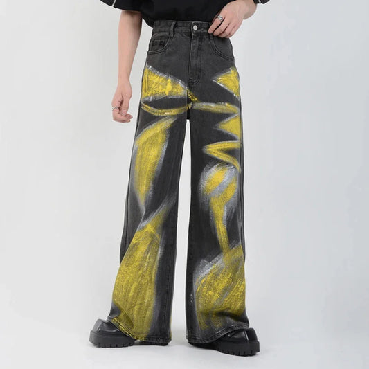 Men's Charcoal Graffiti Jeans