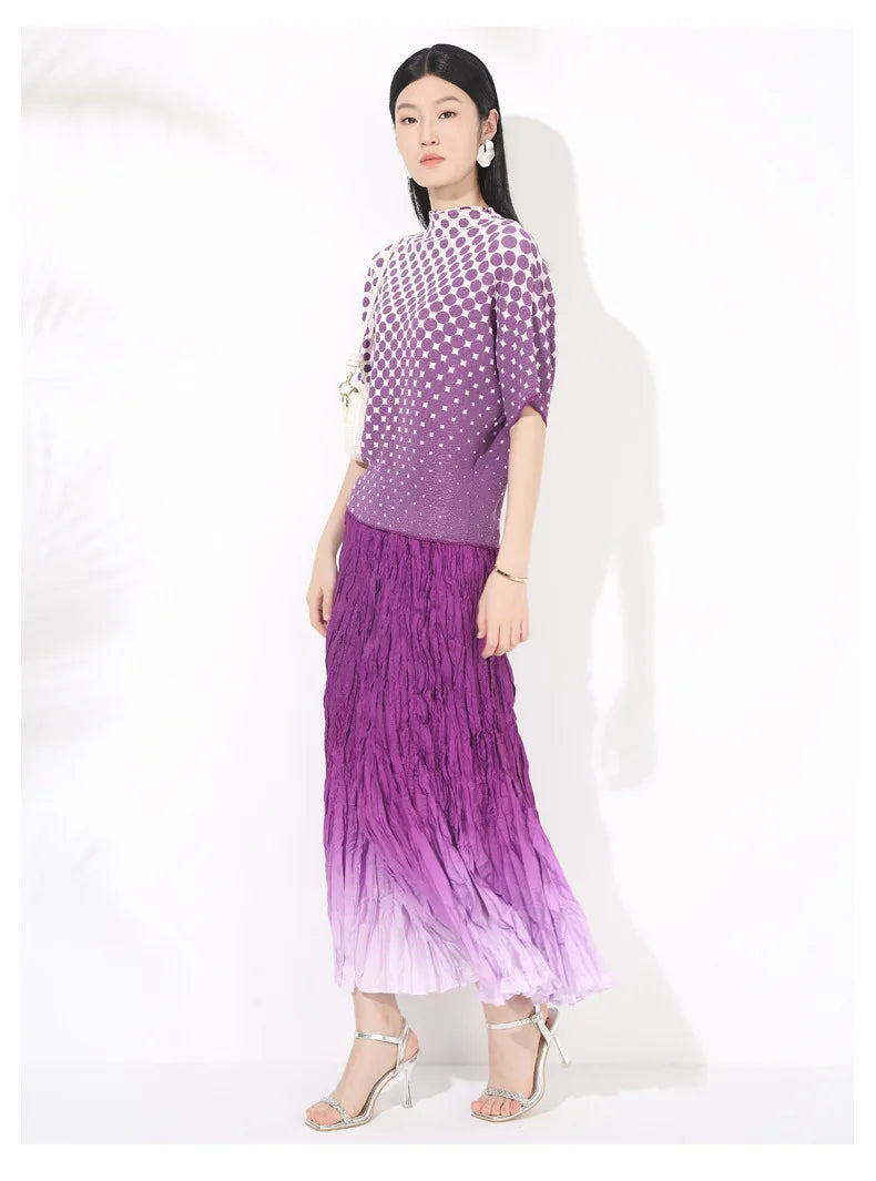 Polka Dot Top & Pleated Skirt Set