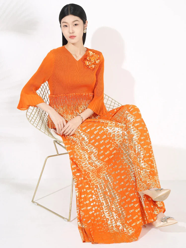 Women's Formal Pleated Wide Leg Pantsuits