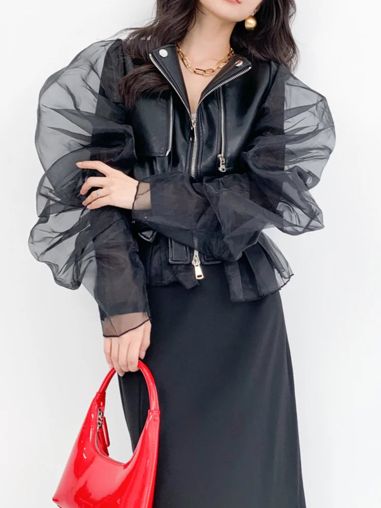Elegant Vegan Leather Moto Jacket