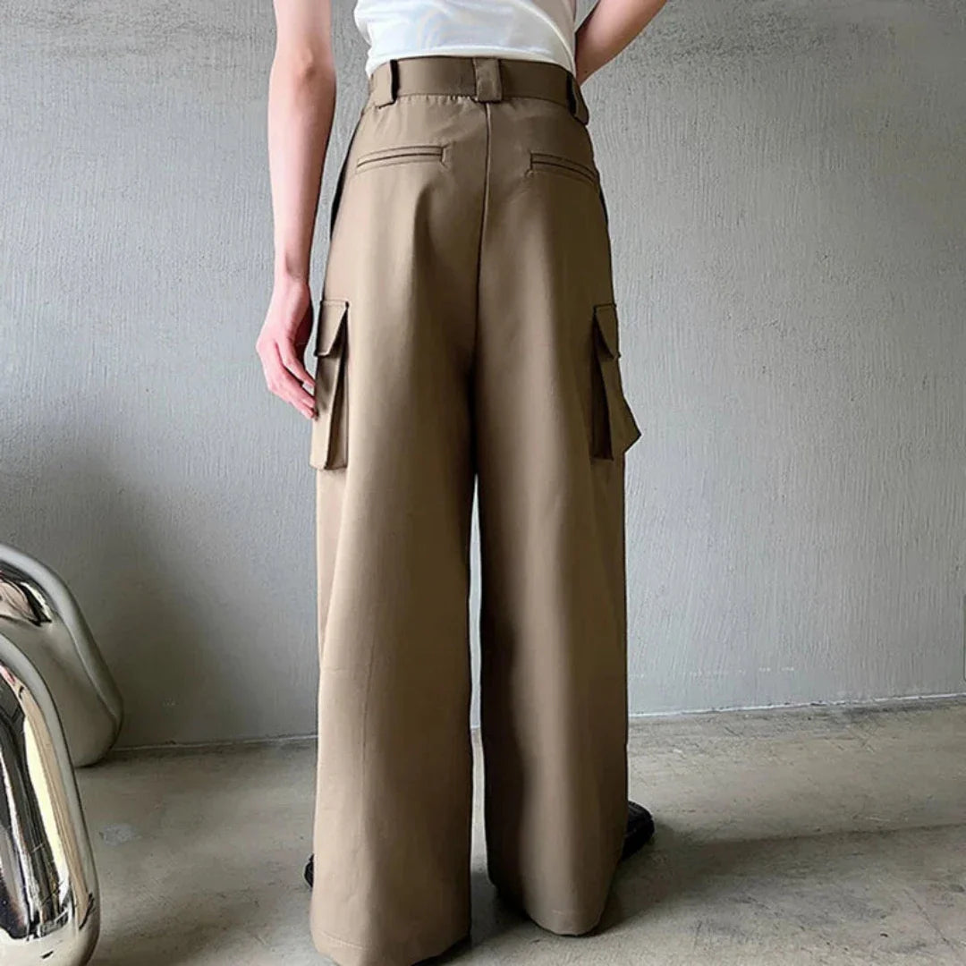 Men's Collins Wide-Leg Pleated Suit Cargo Pants