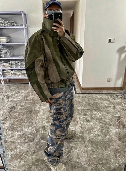 Men's High Streetwear Vintage Oversized PU Leather Jacket