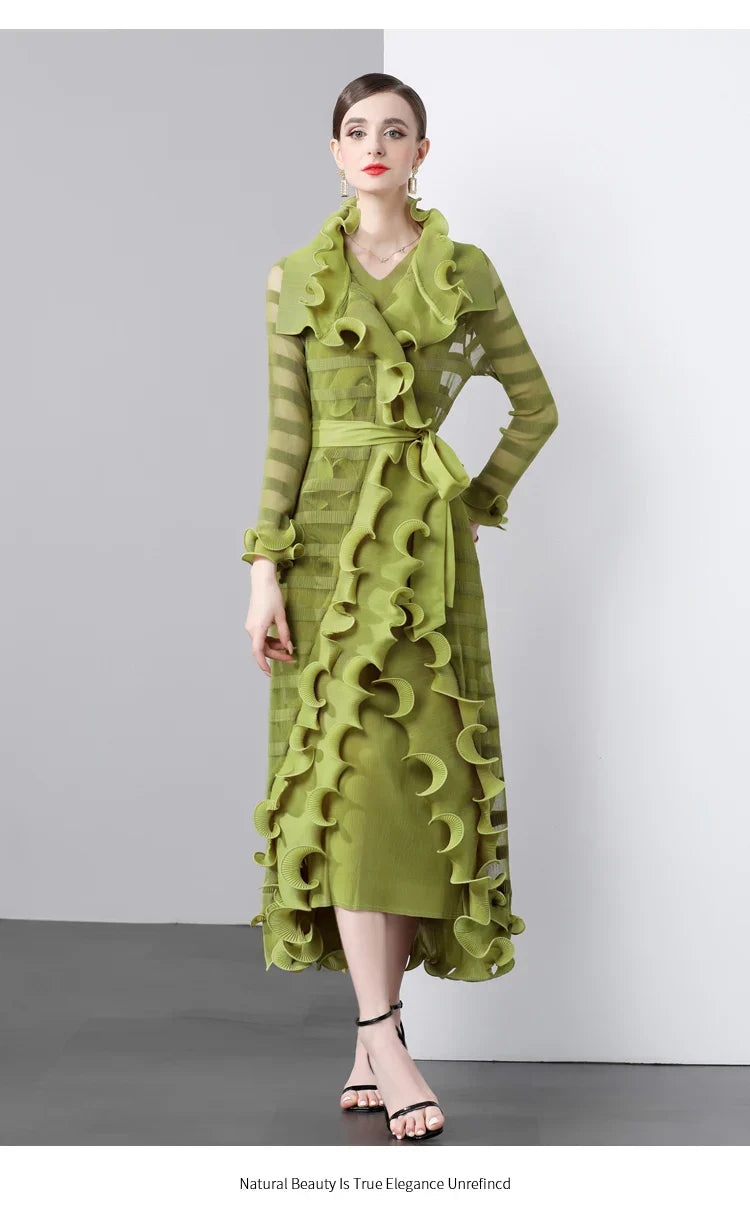 Women's Luxe 2 Piece Pleated Dress Coat Set