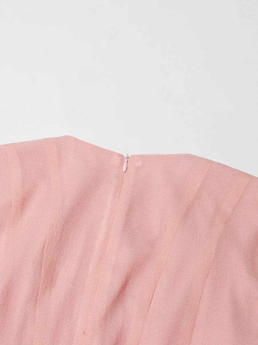 Fitted Bell Sleeve Chiffon Mini Dress