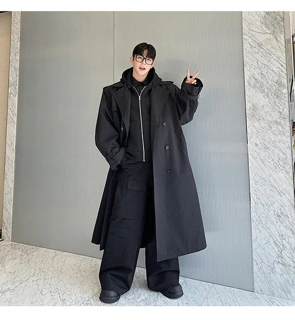 Men's Shoulder Padded Oversized Trench Coat | Luxury Streetwear