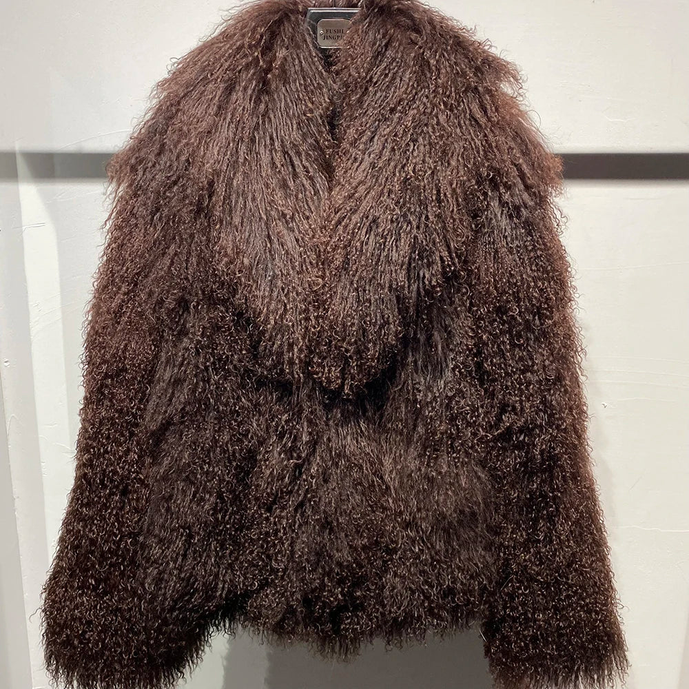 100% Genuine Fur Plush Shaggy Coat