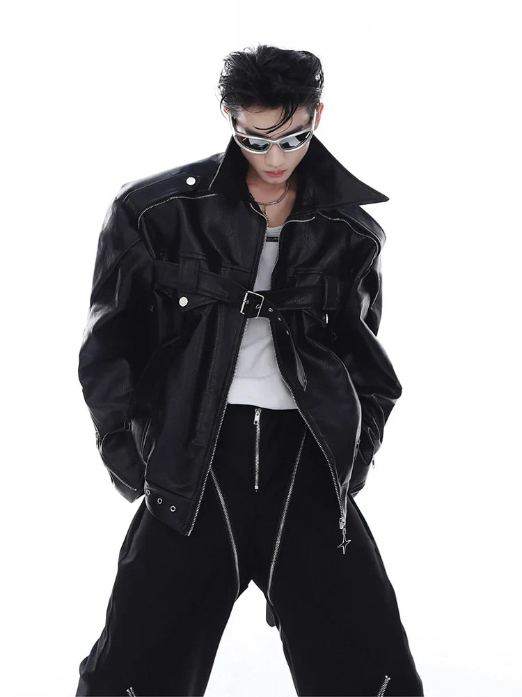 Men's Luxury Oversized Faux Leather Bomber Jacket