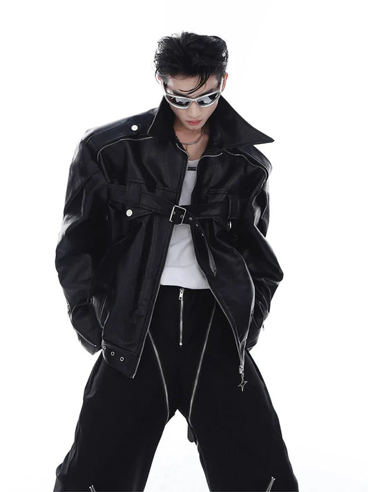Men's Luxury Oversized Faux Leather Bomber Jacket