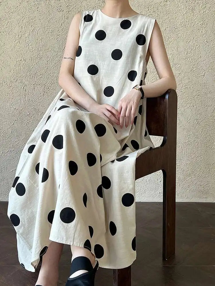 Linen Oversized Sleeveless Midi Dress