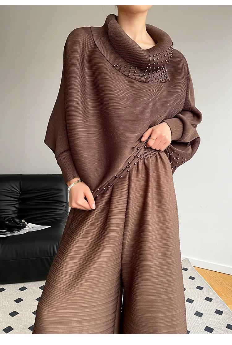 Pleated Sweater & Pant Set - Exclusive Design