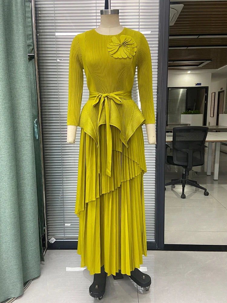 Women's Truly Pleated Long Skirt & Top Set