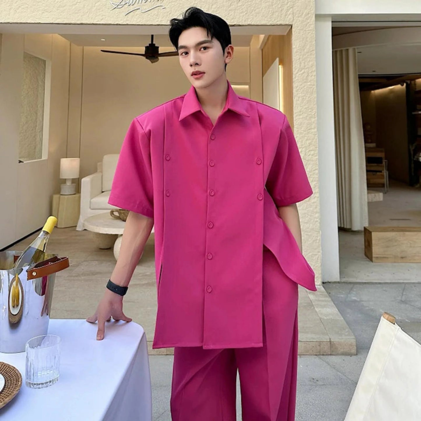 Men's Avant-Garde Short Sleeve Suit Set