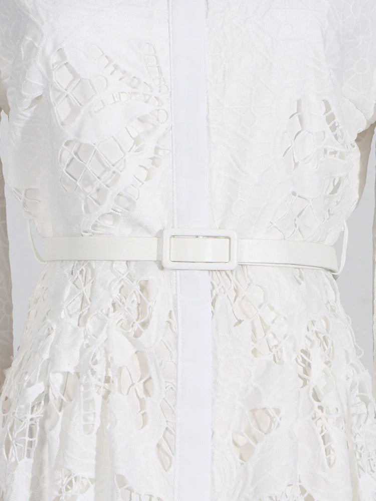 Fit & Flare Floral Lace Midi Dress
