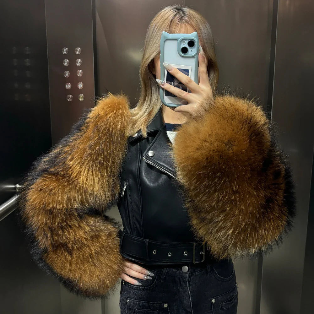 Luxury Leather Jacket with Genuine Fur
