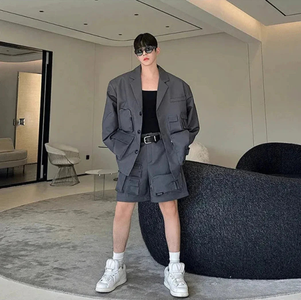 Men's Luxury Streetwear Cargo Jacket & Convertible Pants