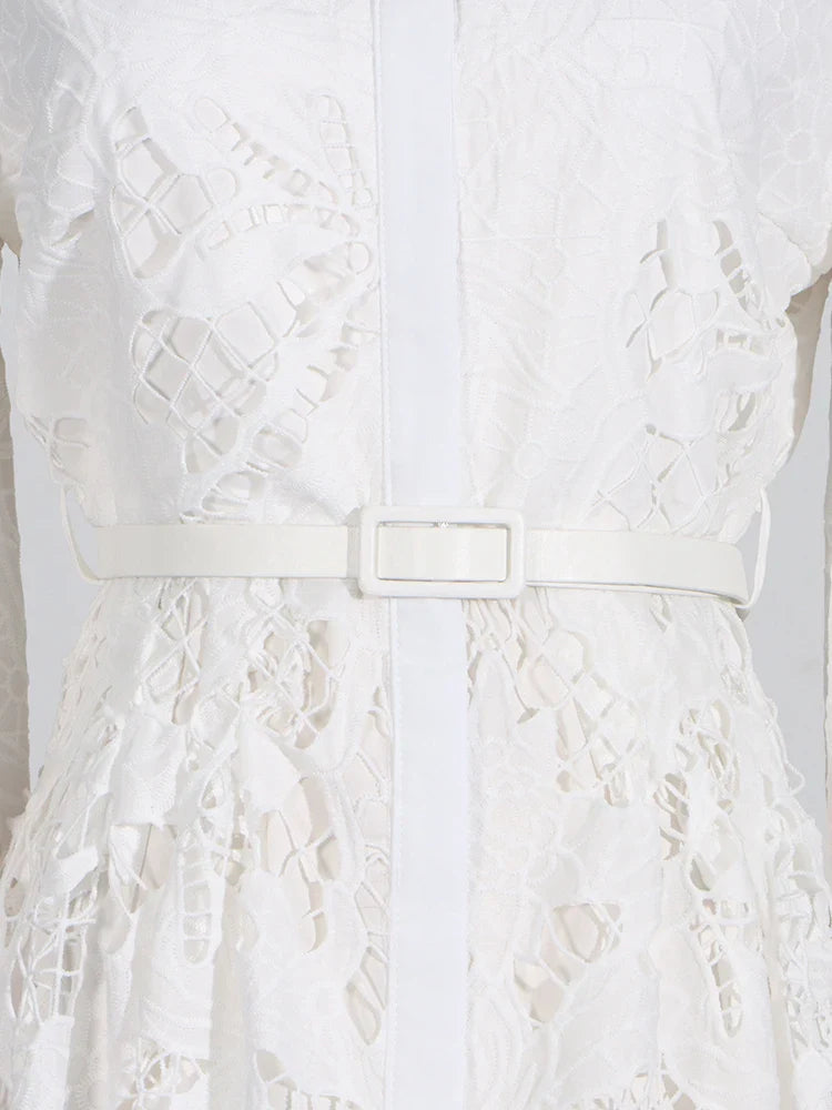 Fit & Flare Floral Lace Midi Dress