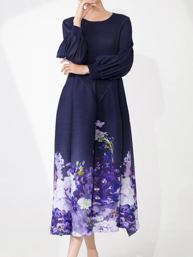 Elegant Pleated Dress - Premium Floral Design