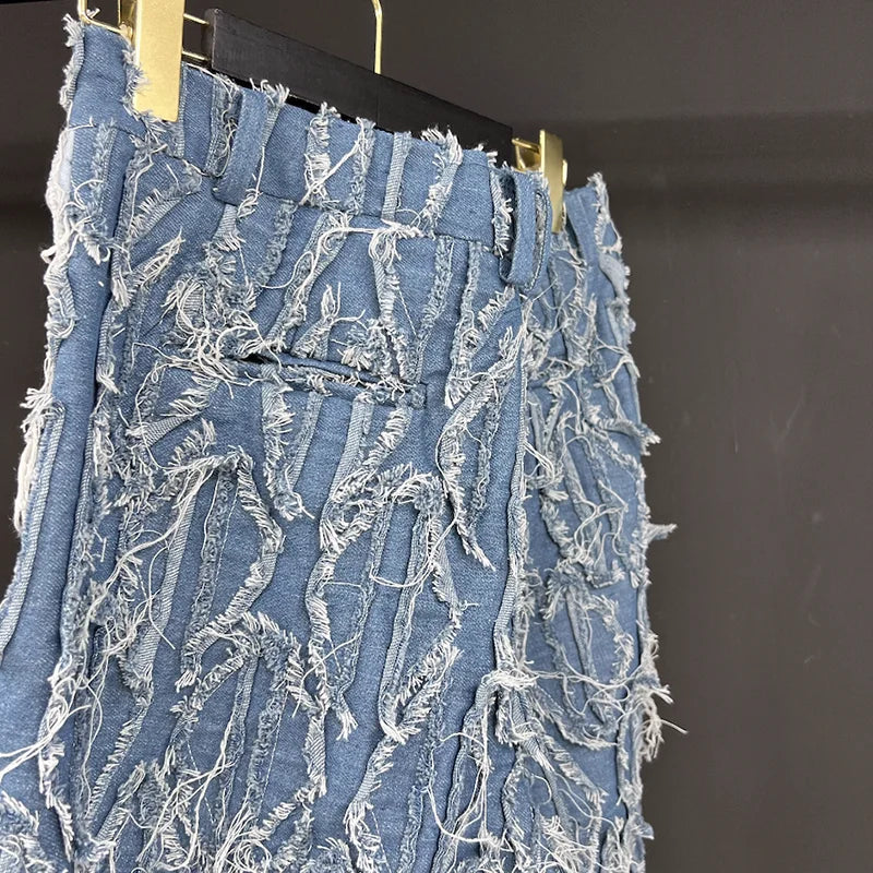 Men's Denim Distressed Light Wash Blue Jeans