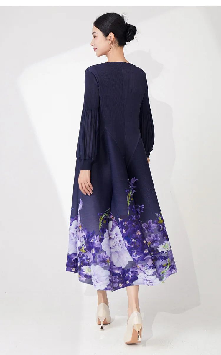 Elegant Pleated Dress - Premium Floral Design