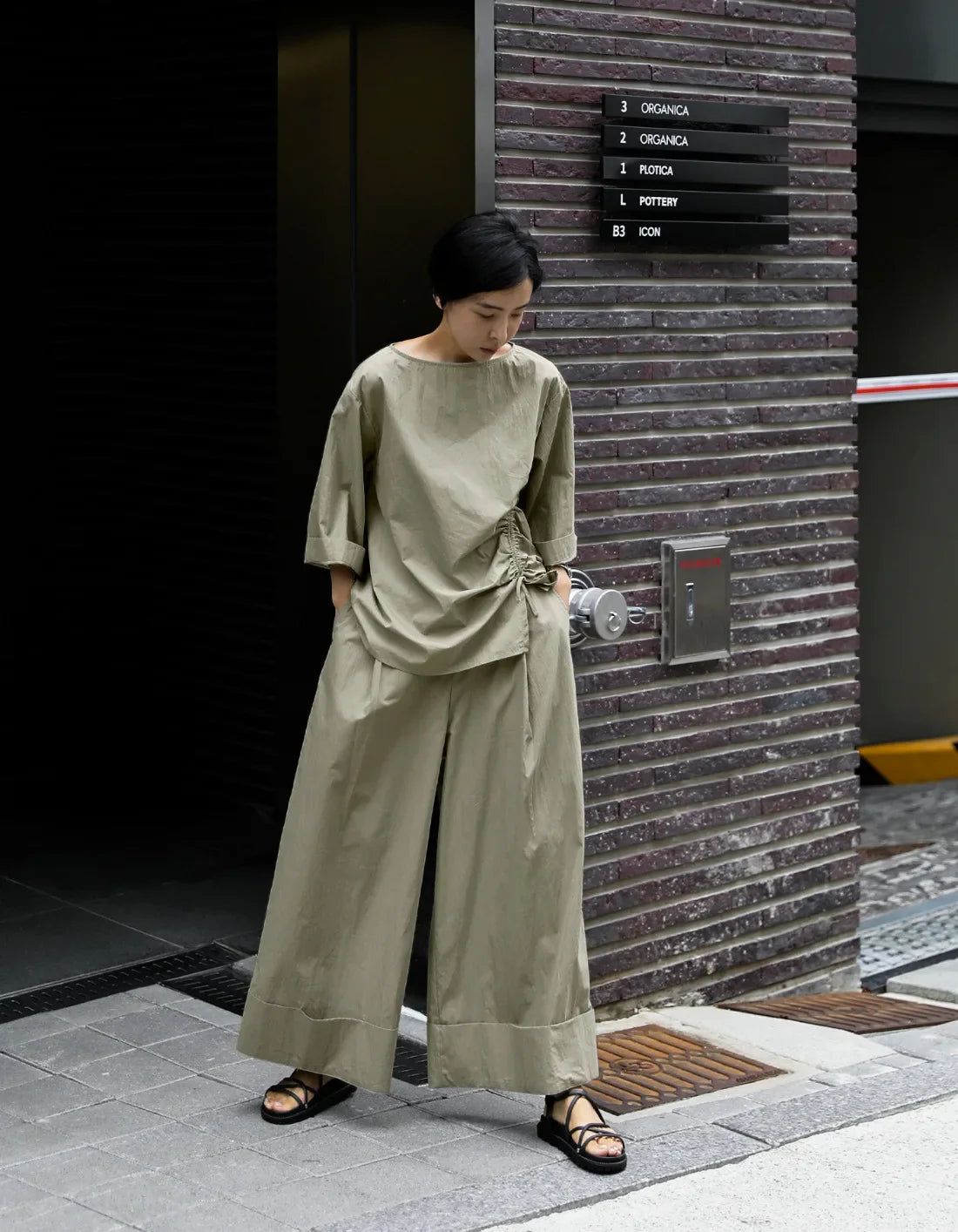 Japanese Cotton Top with Asymmetrical Ruching