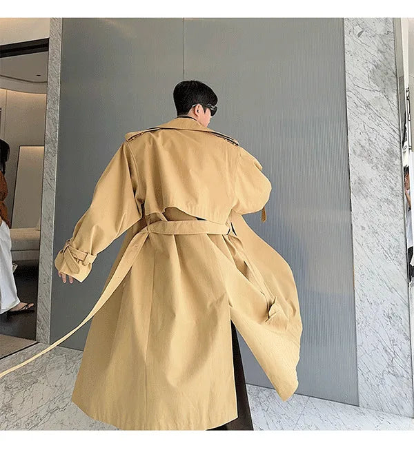 Men's Shoulder Padded Oversized Trench Coat | Luxury Streetwear