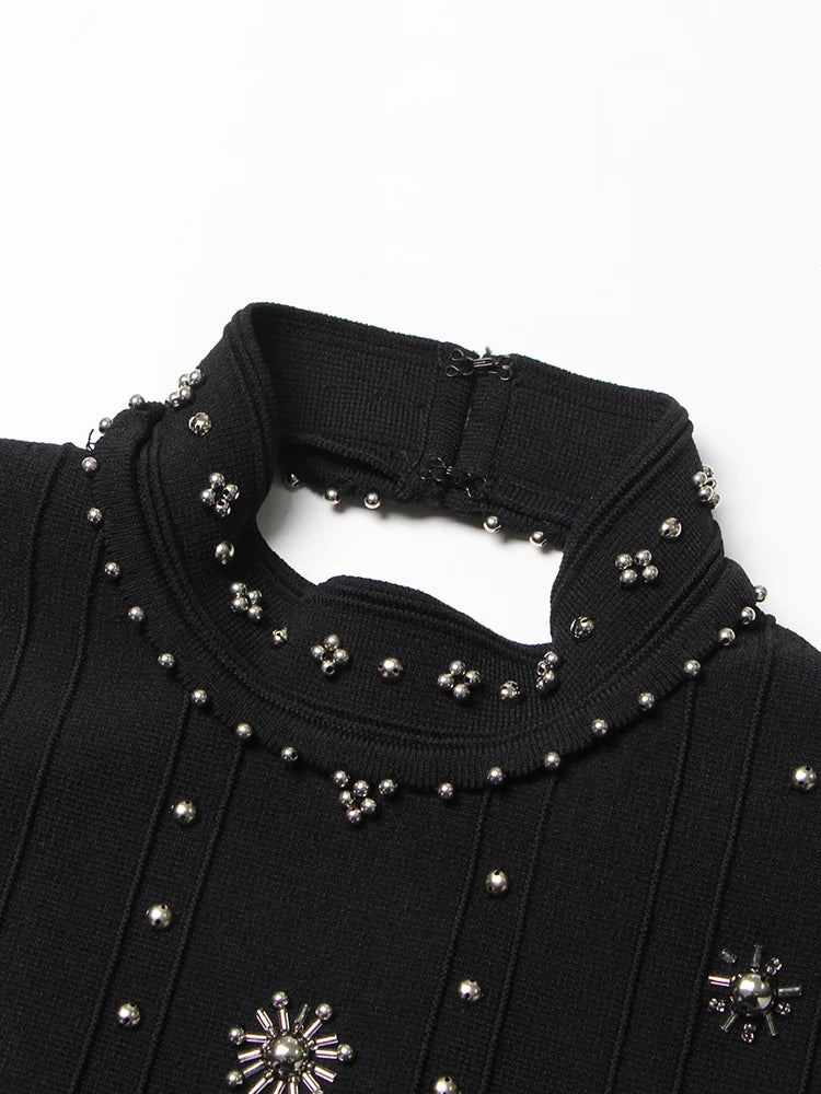 Sleeveless Fit & Flare Embellished Midi Dress