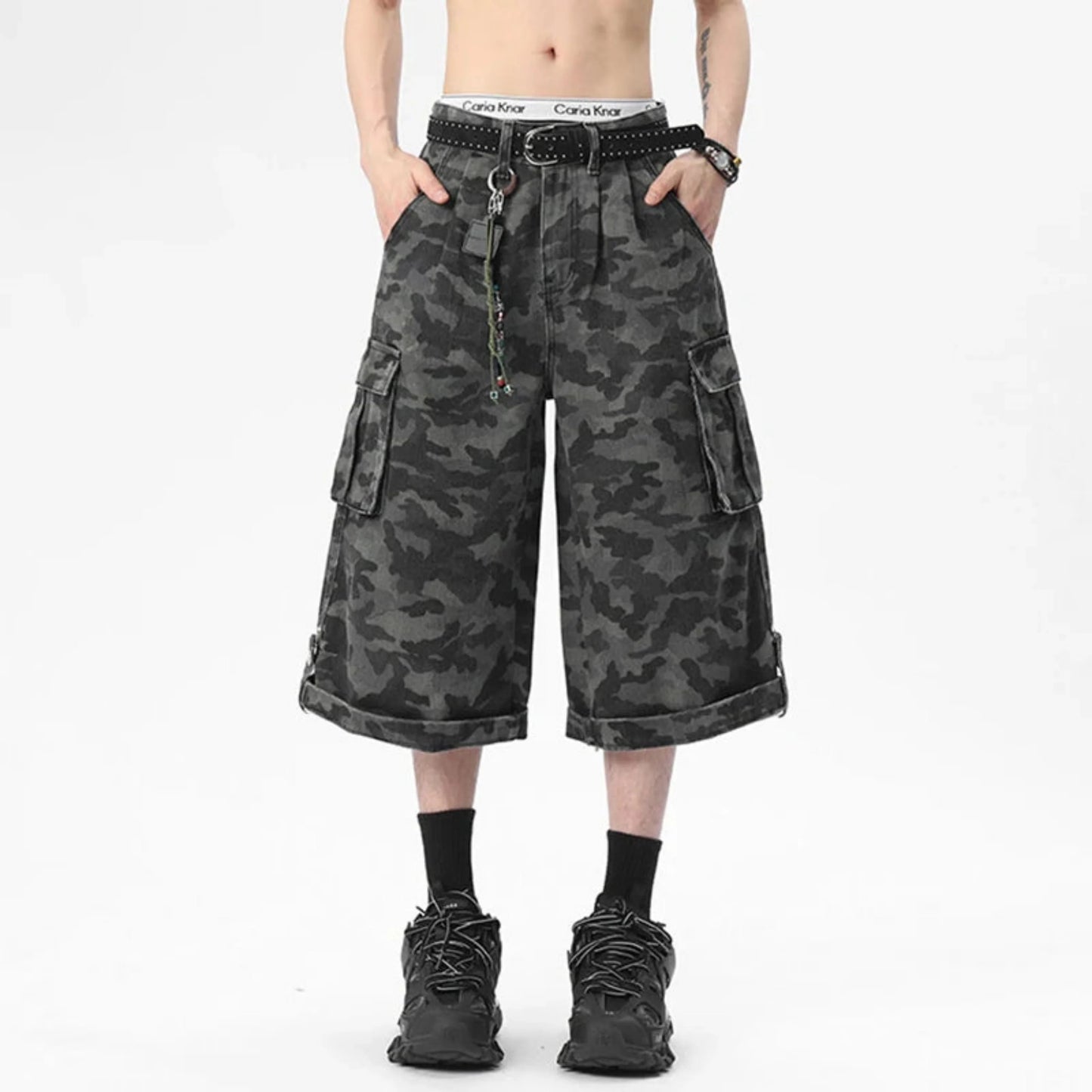 Men's Luxury Streetwear Camo Cargo Long Shorts