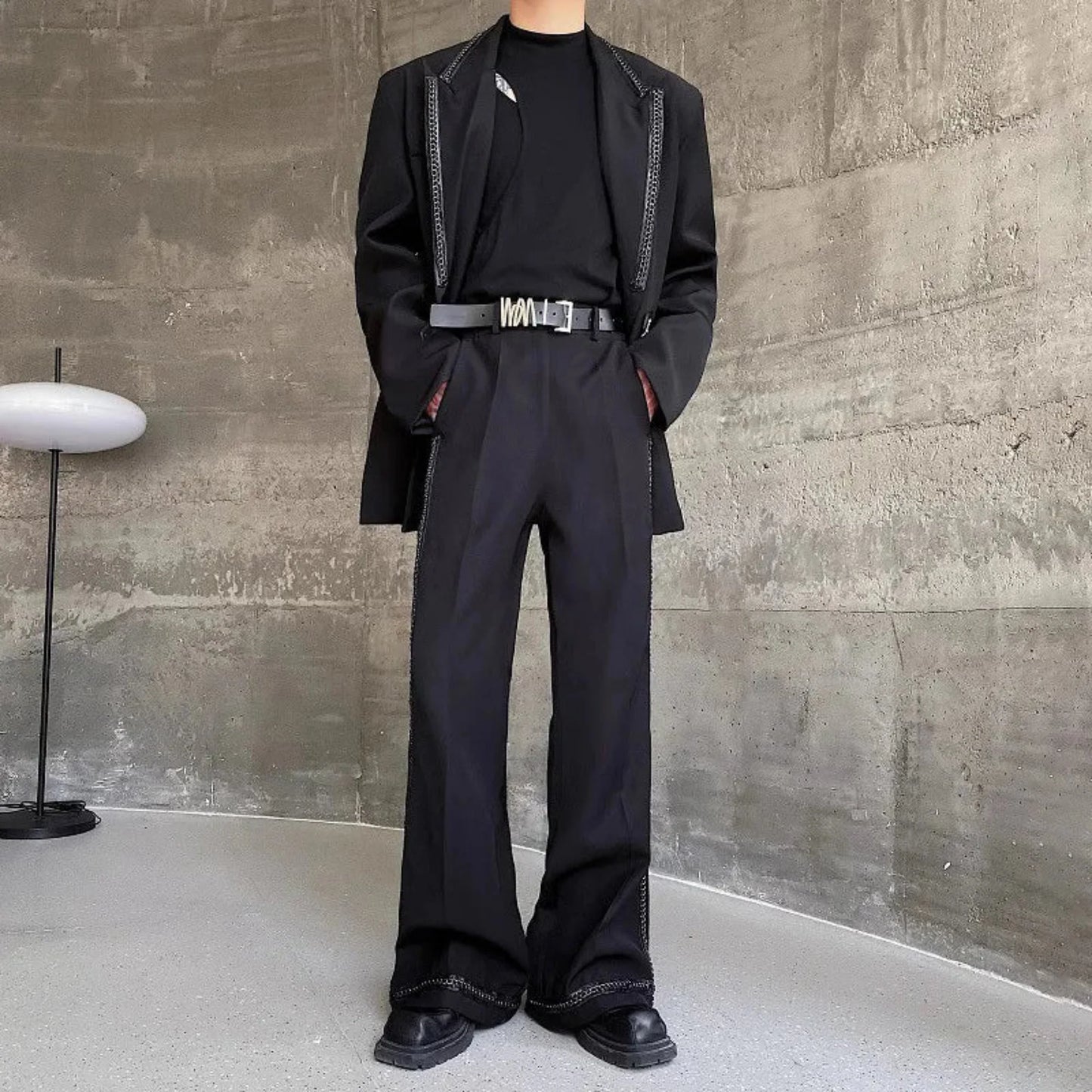 Exclusive Men's Relaxed Suit with Chain Detailing