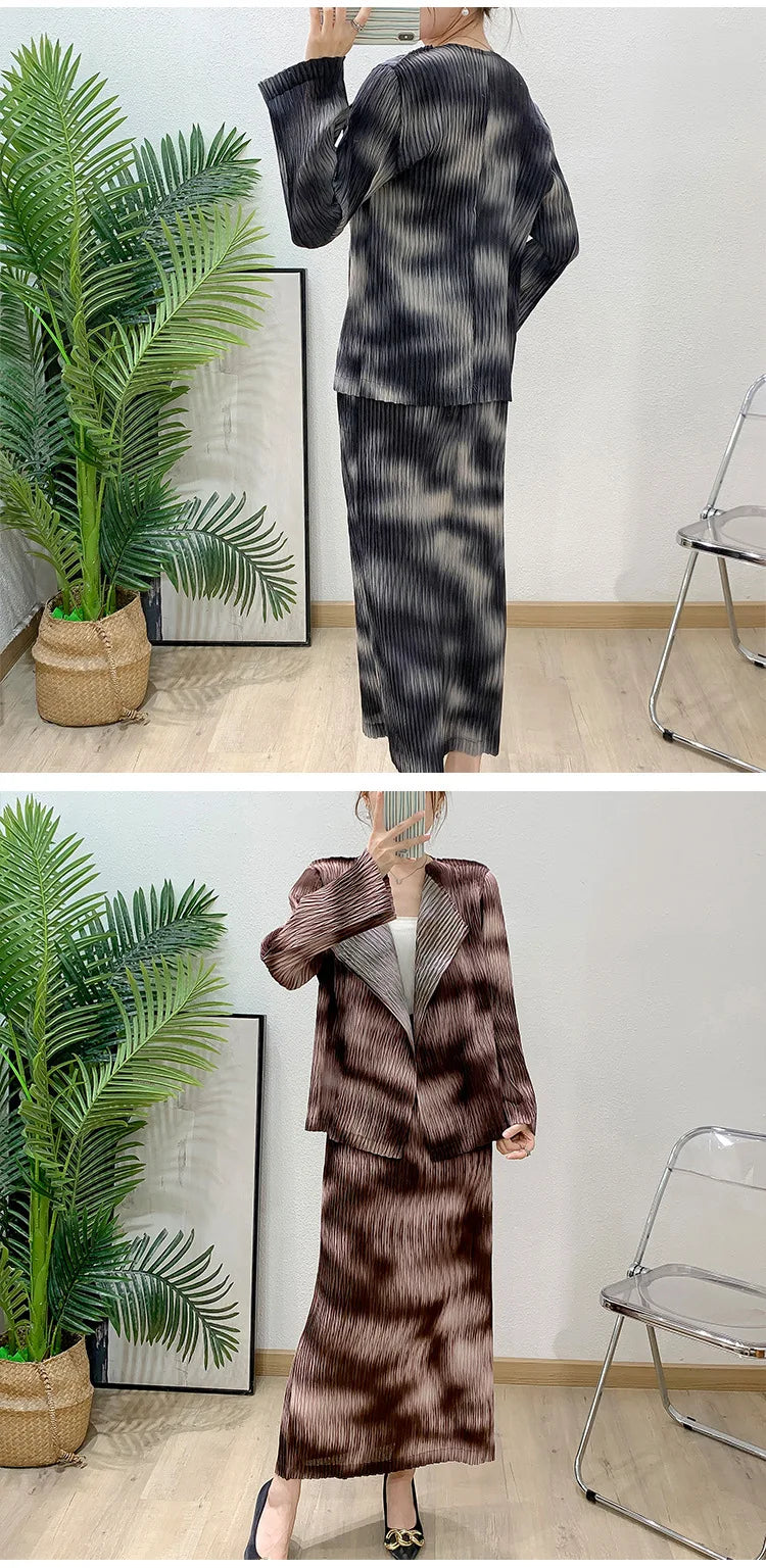 Luxe Pleated Tie-Dye Skirt Set