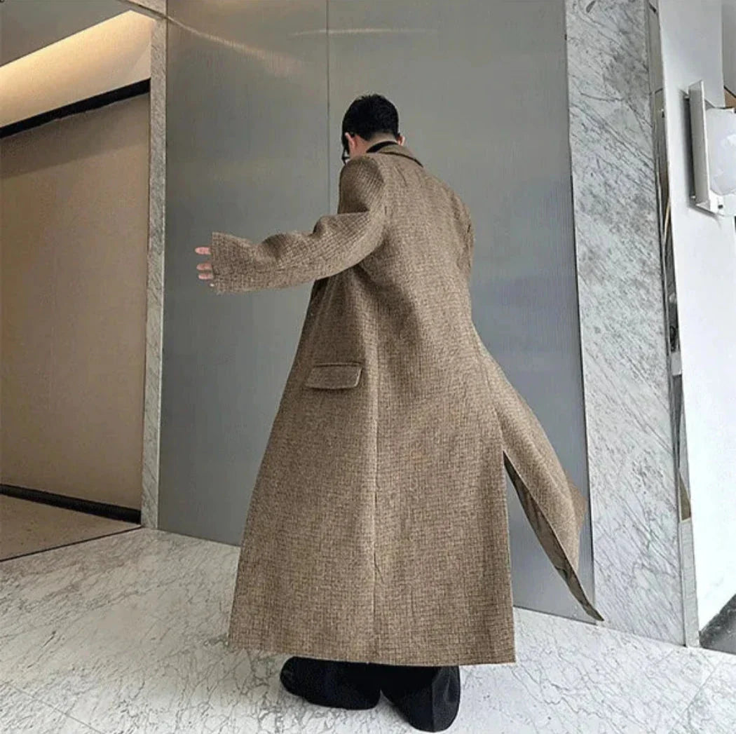 Men's Classic Wool Blend Extra Long Coat