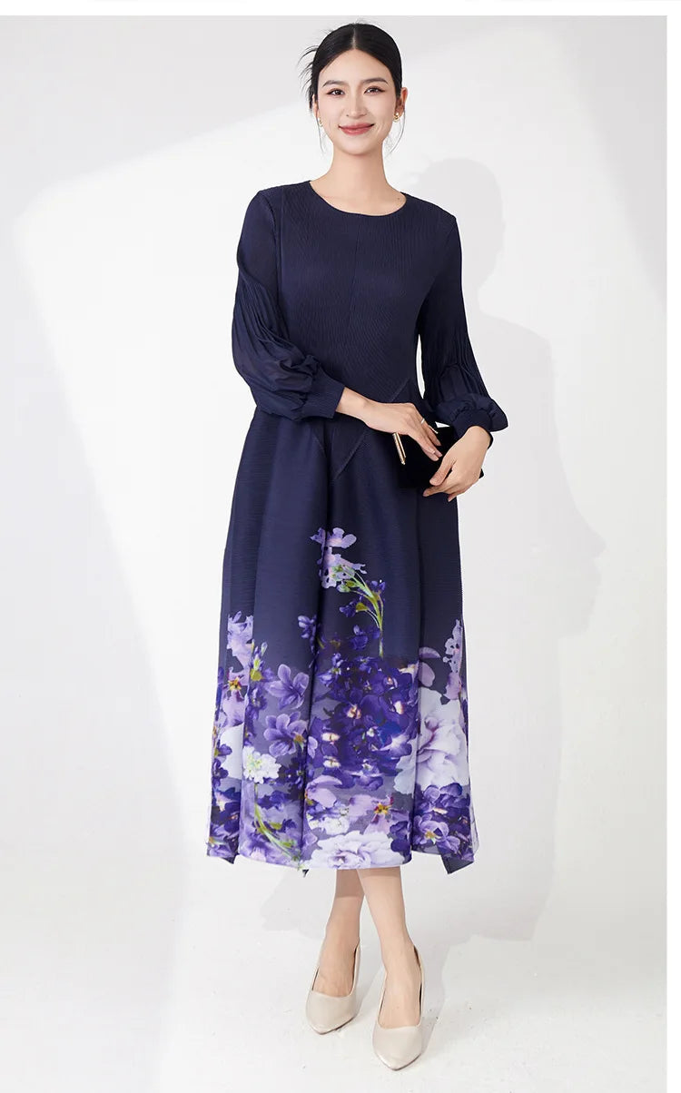 Elegant Pleated Dress - Premium Floral Design