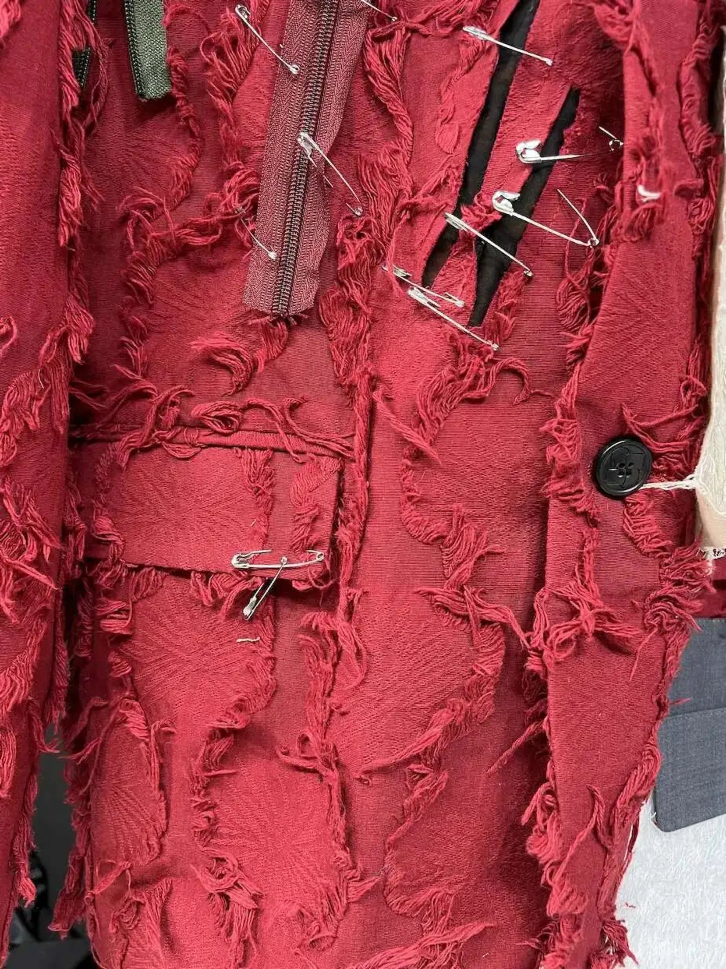 Men's Designer Red Frayed Blazer