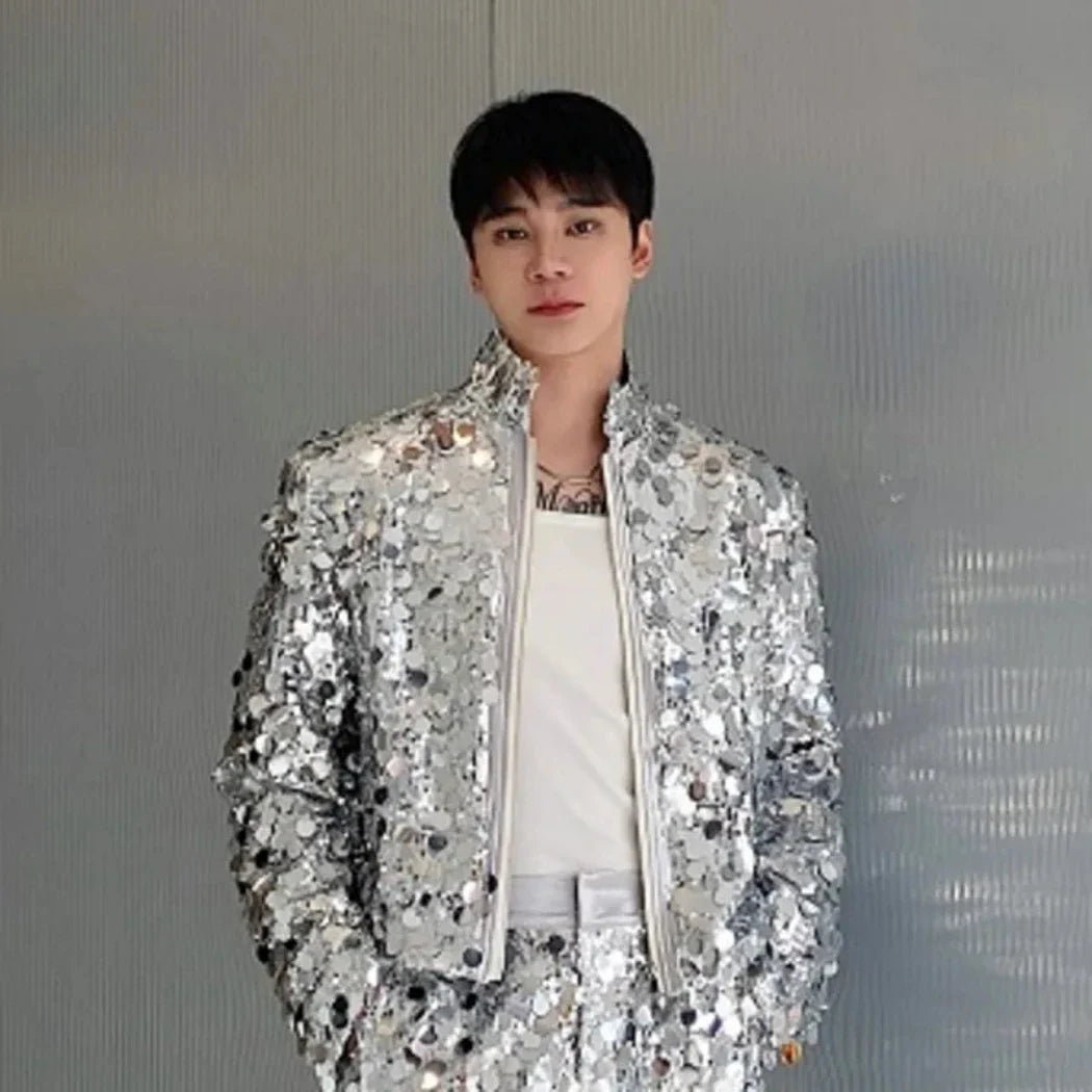Men's Luxury Sequin Jacket & Pants 2-Piece Suit Set