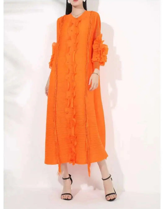 Textured Modern Pleated Dress