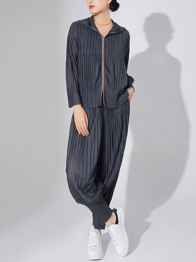 Modern Pleated Harem 2-Piece Set