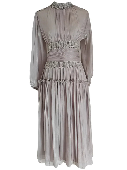 Beaded Midi High Waisted Dress