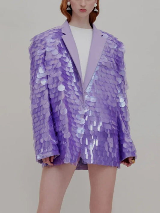 Women's Lilac Disc Embellished Blazer