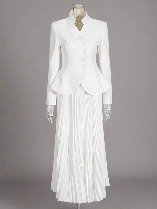 Women's Luxury Chic Blazer & Two-Piece Skirt Set