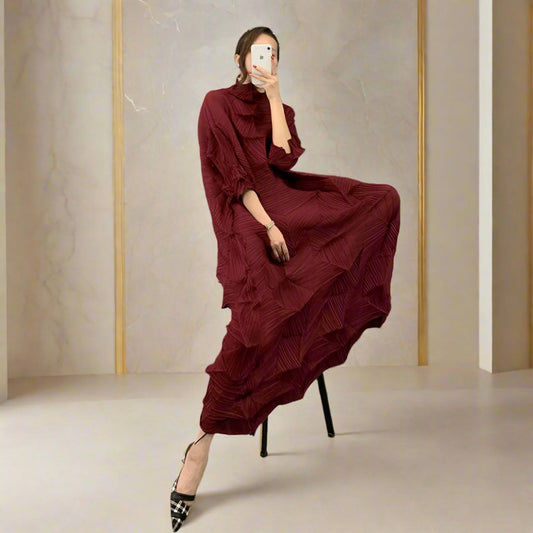Signature Origami Midi Pleated Dress