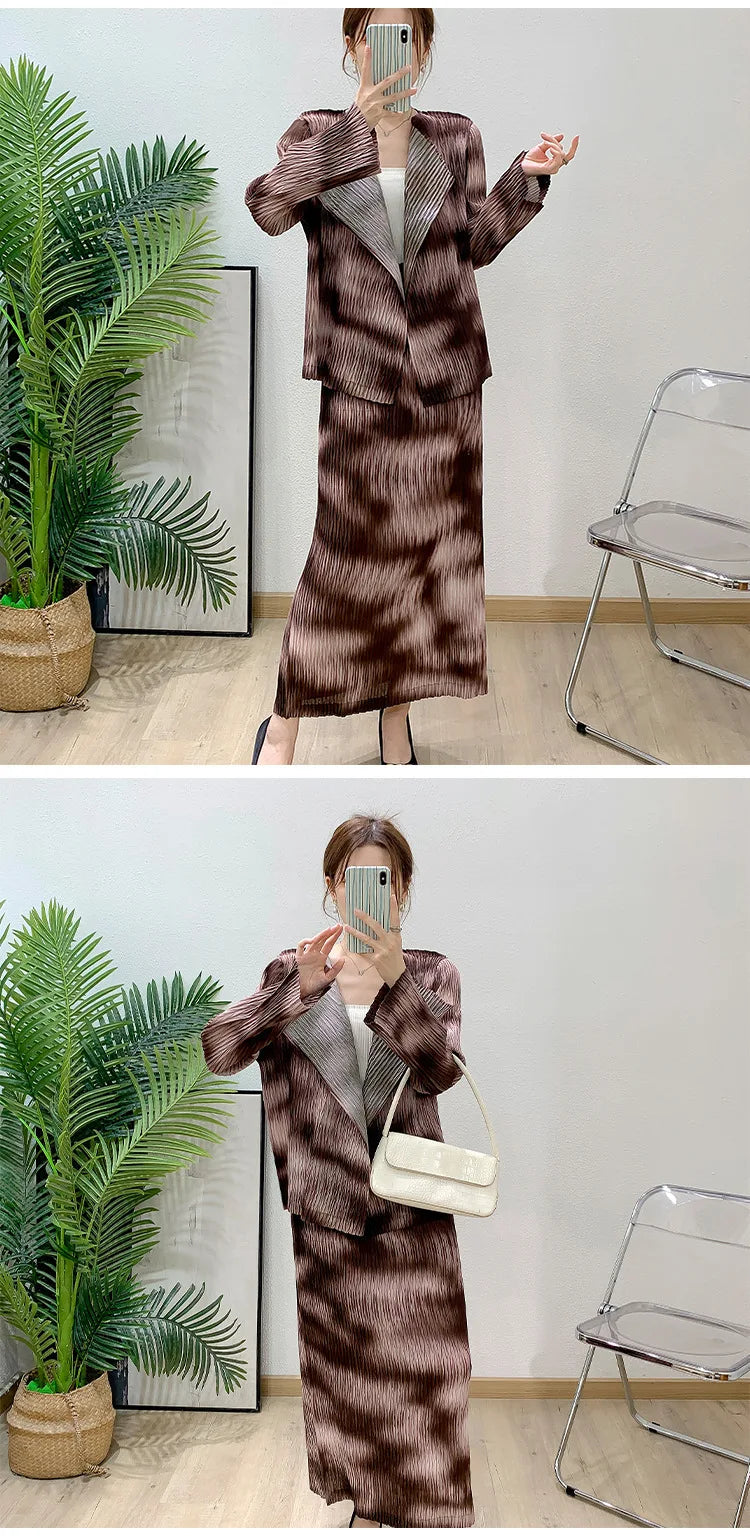 Luxe Pleated Tie-Dye Skirt Set