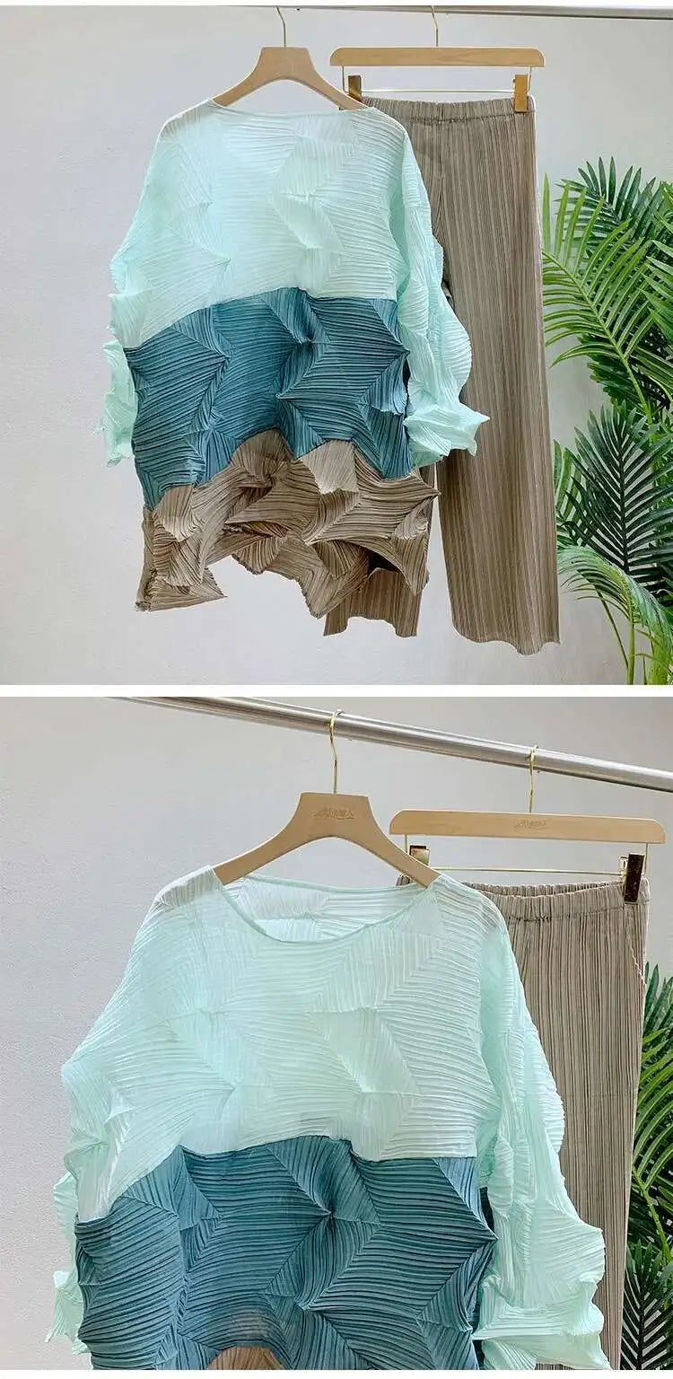 Luxury Origami Pleated Top & Trousers