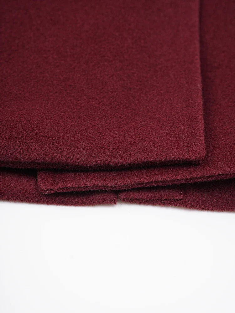 Luxe Burgundy Wool Blend Wide Leg Pant Suit