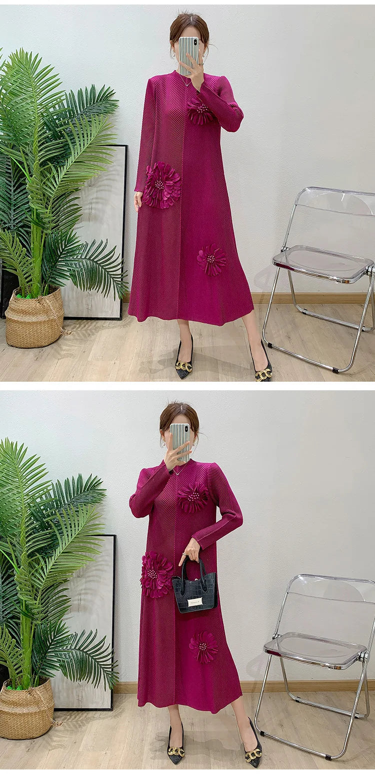 Petite Pleated Textured Midi Dress