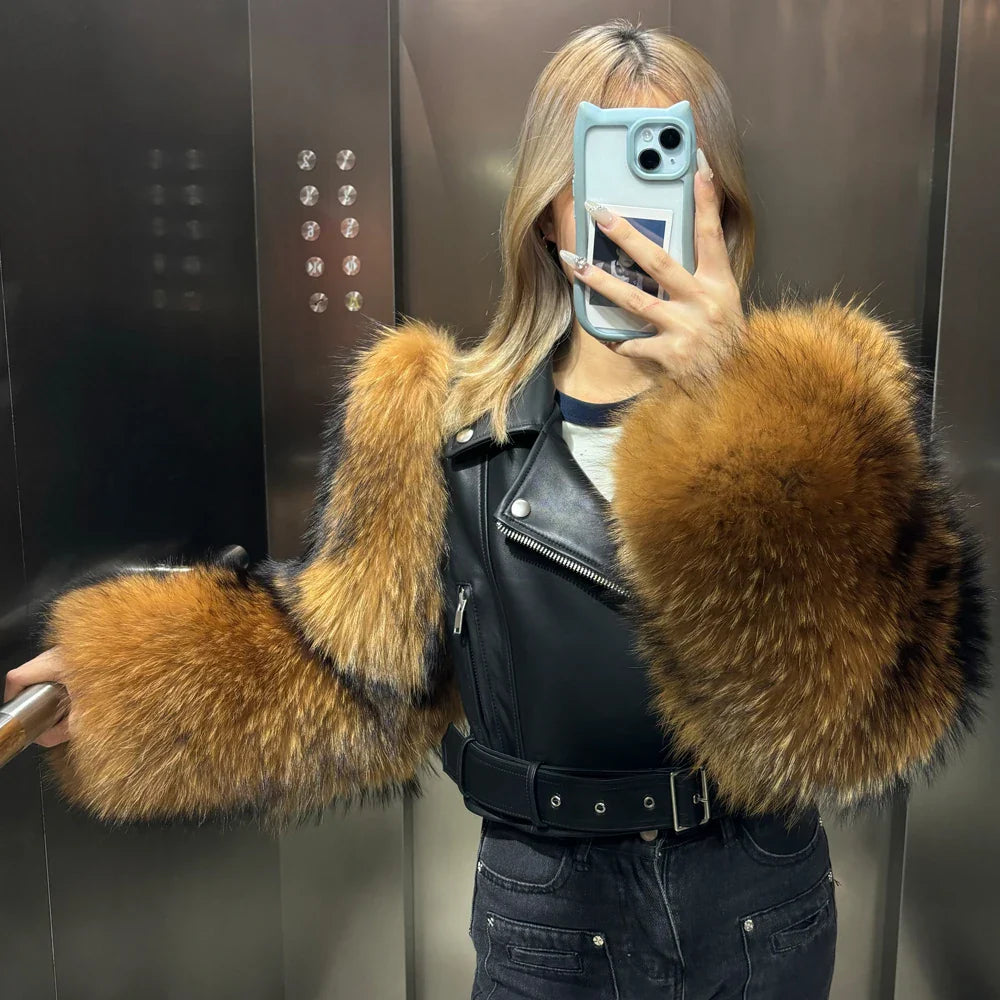 Luxury Leather Jacket with Genuine Fur
