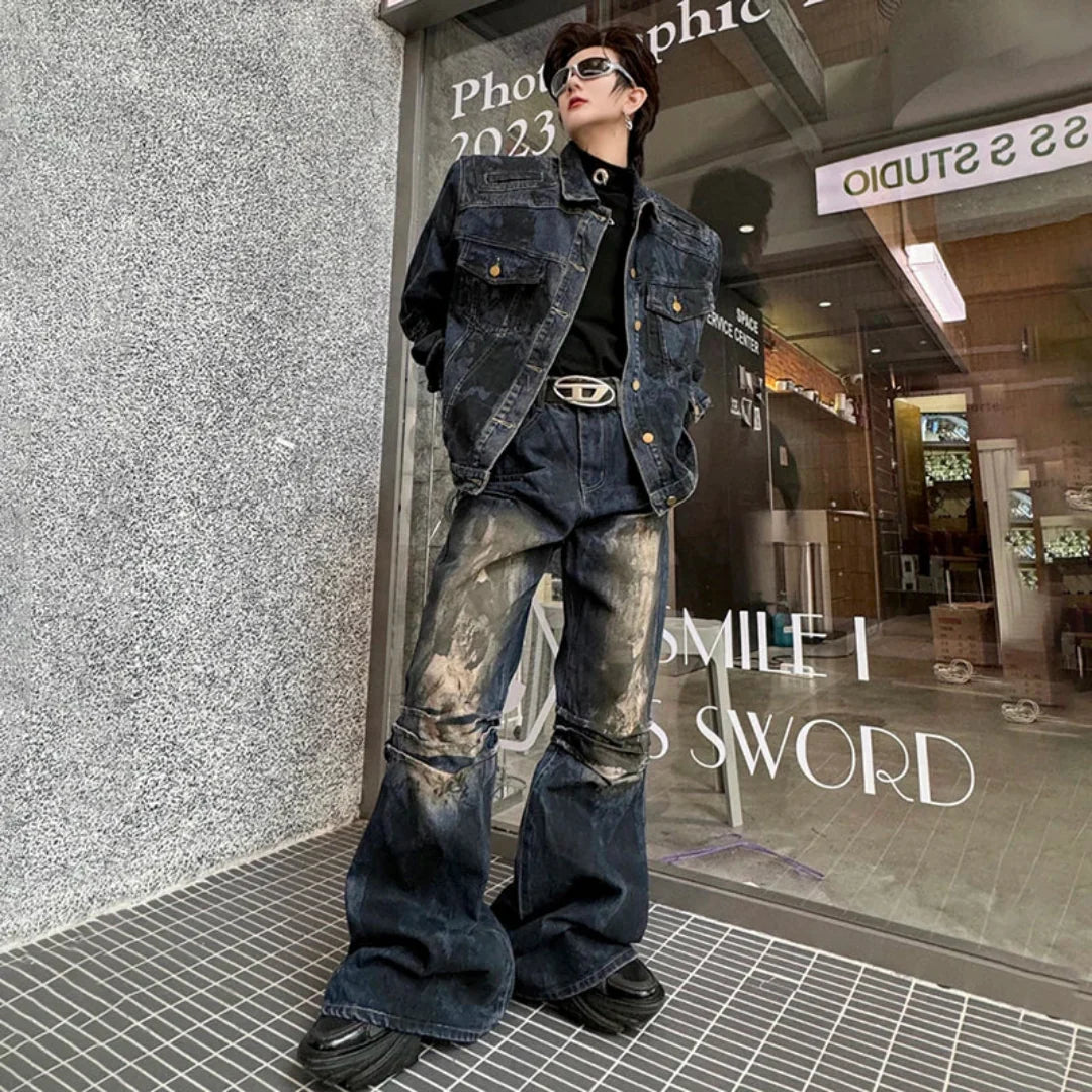 Men's Modern Distressed Denim 2-Piece Set