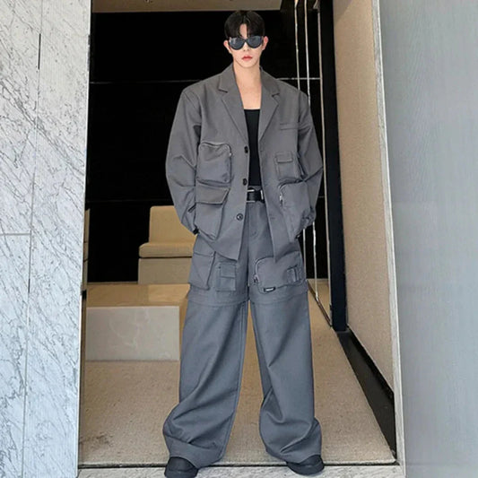 Men's Luxury Streetwear Cargo Jacket & Convertible Pants