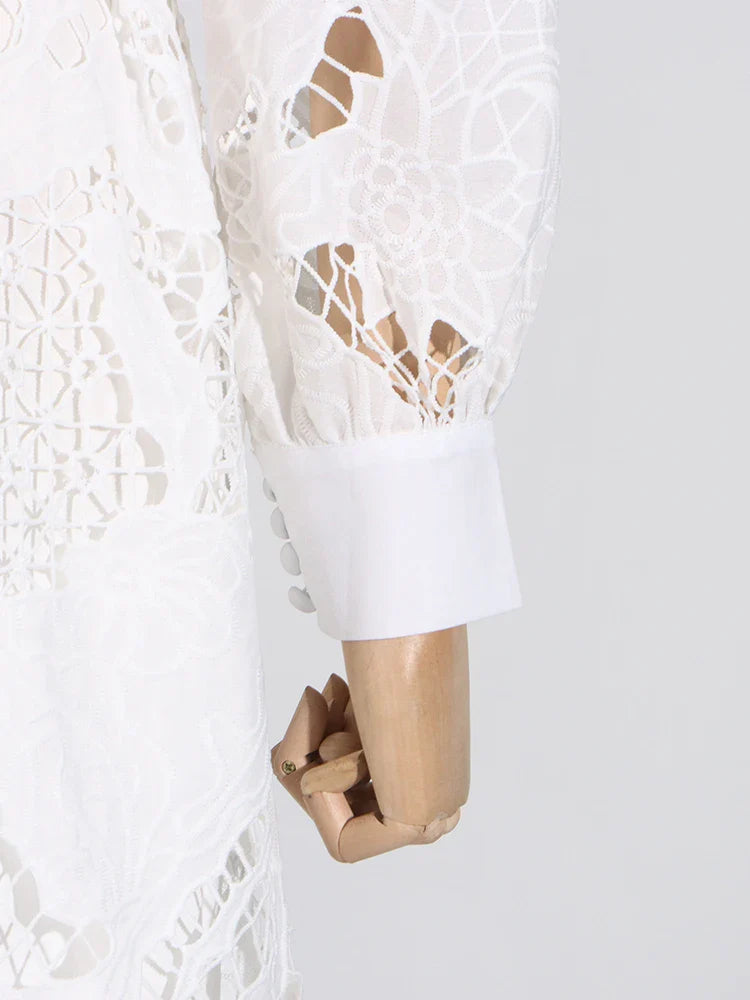Fit & Flare Floral Lace Midi Dress