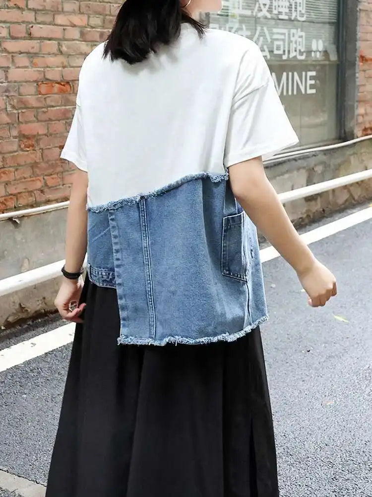 Luxe Denim & Cotton T-Shirt