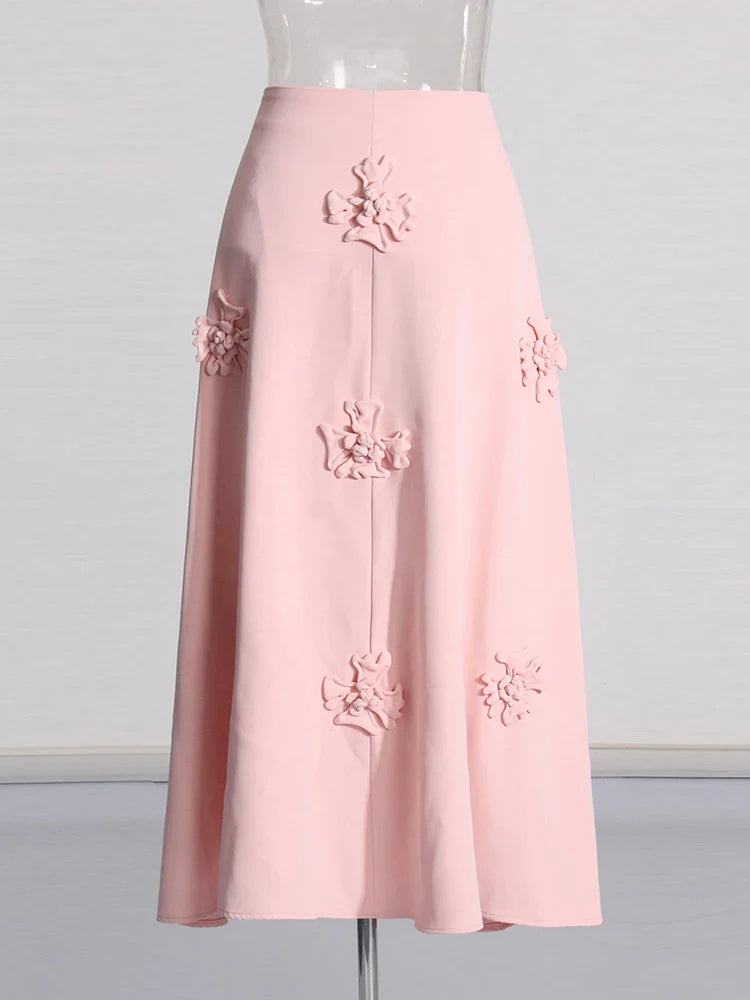Luxury Pink Floral Crop Top & Skirt Set