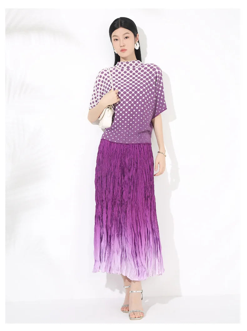 Polka Dot Top & Pleated Skirt Set